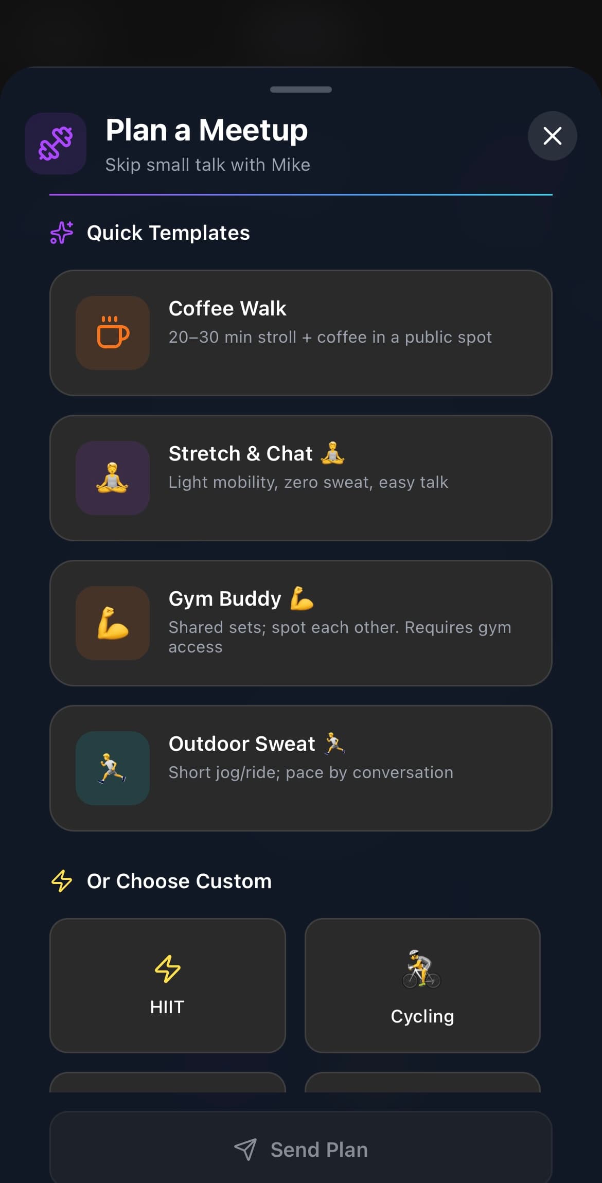 Plan a Meetup screenshot