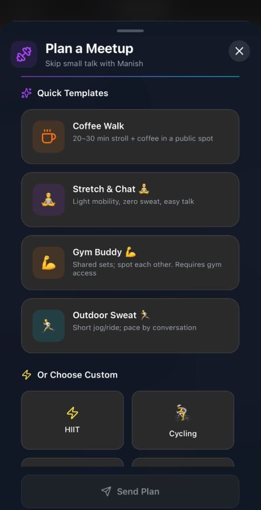 Plan a Meetup – Quick templates and custom activities